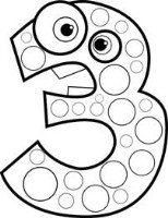 Number 3 Printable Coloring Page Worksheet for Kids