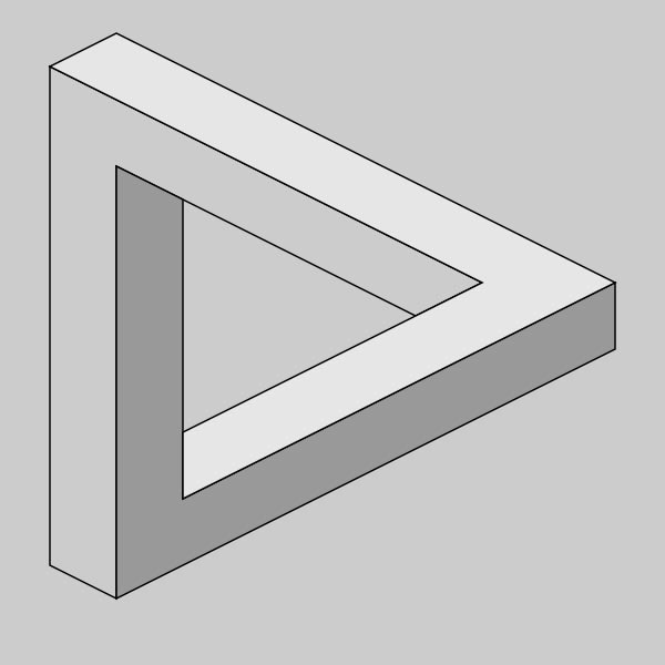 Follow the sides of this impossible triangle, there's something not quite right as the sides meet up in a way that defies the laws of geometry.