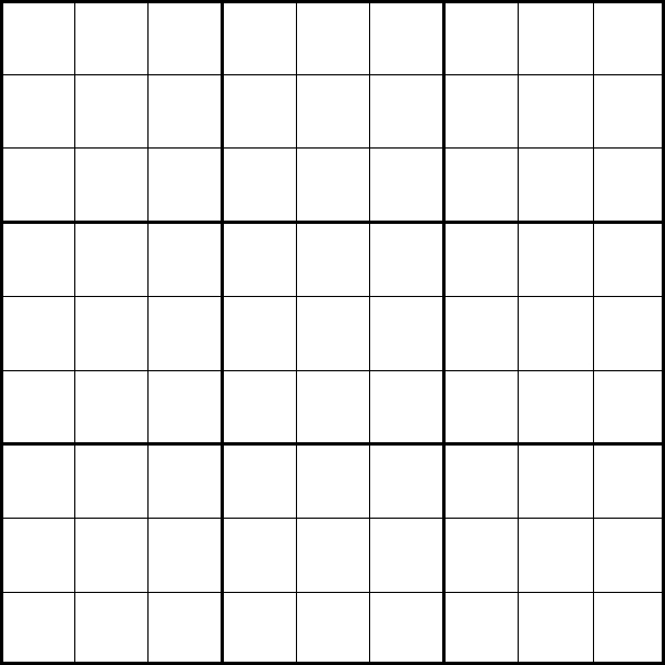 Printable 9x9 Sudoku Puzzle Template